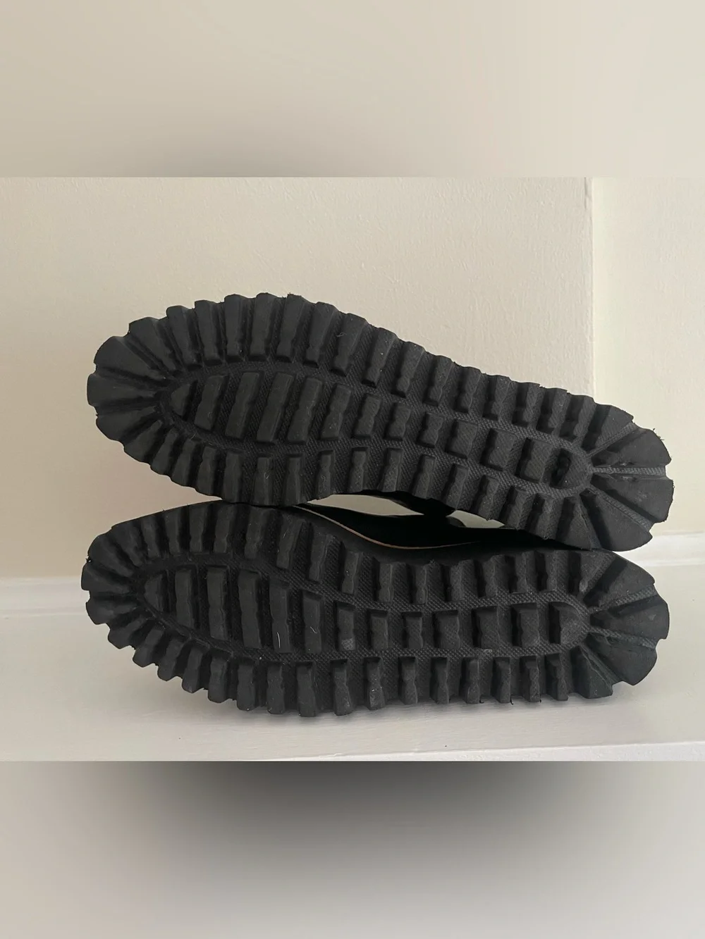 ALL BLACK Black Leather Shootie with Lug Sole